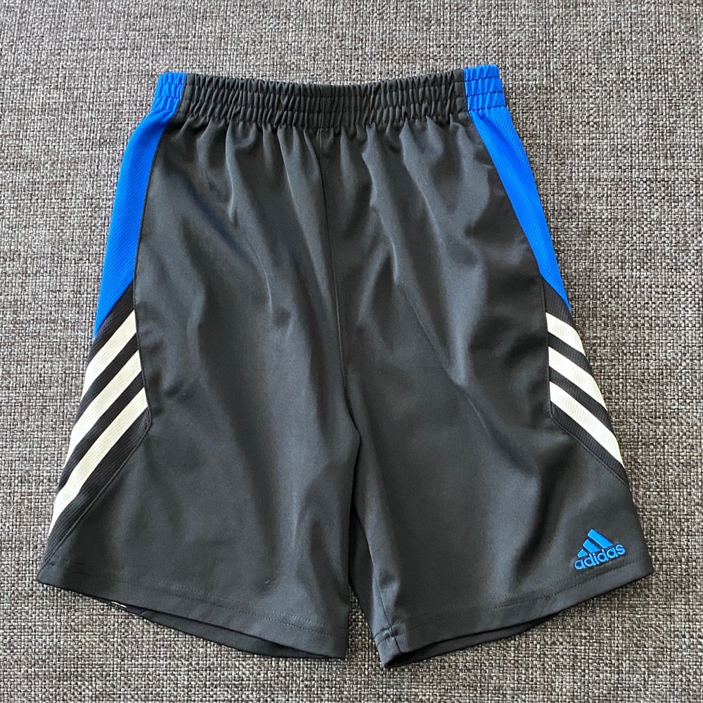 ⭐️ Kids Adidas Athletic Shorts, Black, Blue, White, Size 6, Unisex, Soccer Gear